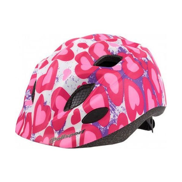Polisport kinderhelm Glitterhearts. maat: S (52 56 cm), kleur: roze