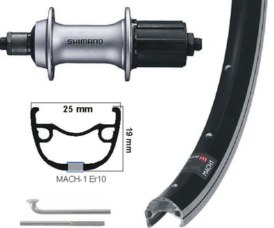 Kgs Achterwiel 28 inch (622) zwart-zilver cassette 8-9 speed uitval