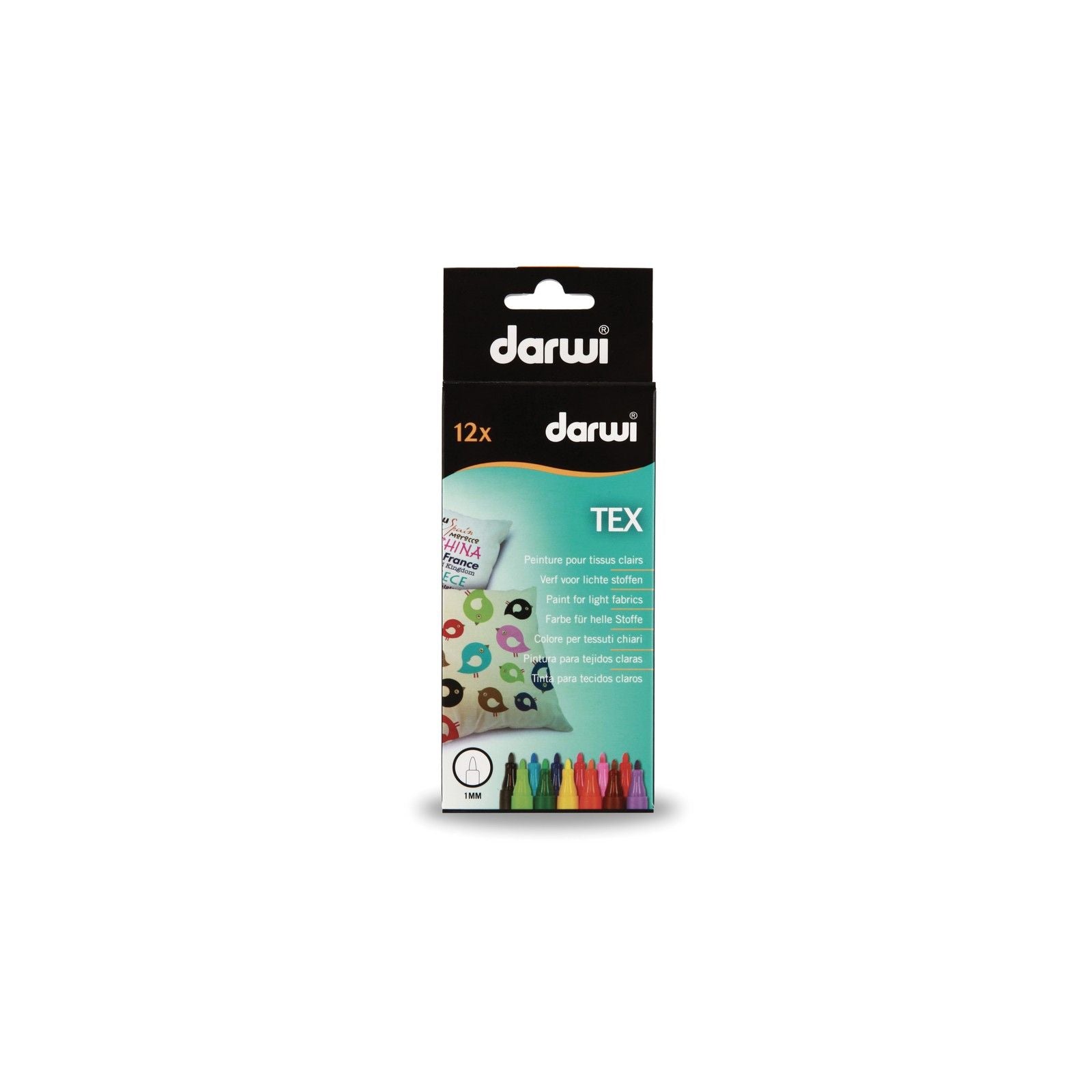 Merkloos darwi • tex textiel marker 1mm punt 12pcs