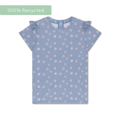 Daisy flower | blauw uv zwemshirt met korte mouwen