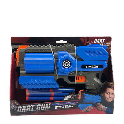Dart gun omega met 6 darts blauw 25cm