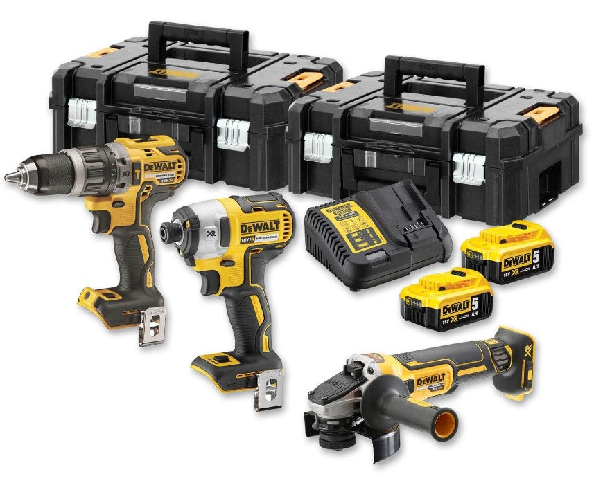 Dewalt dck384p2t-qw | 18v xr combiset | dcd796 + dcf887 + dcg405 | 2 x 5.0ah accu en multilader | 2x tstak - dck384p2t-qw