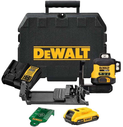 Dewalt dcle34031d1-qw zelfnivellerende kruislijnlaser | 3x360° | groene straal | 18 volt | 2.0ah li-ion + lader - dcle34031d1-qw