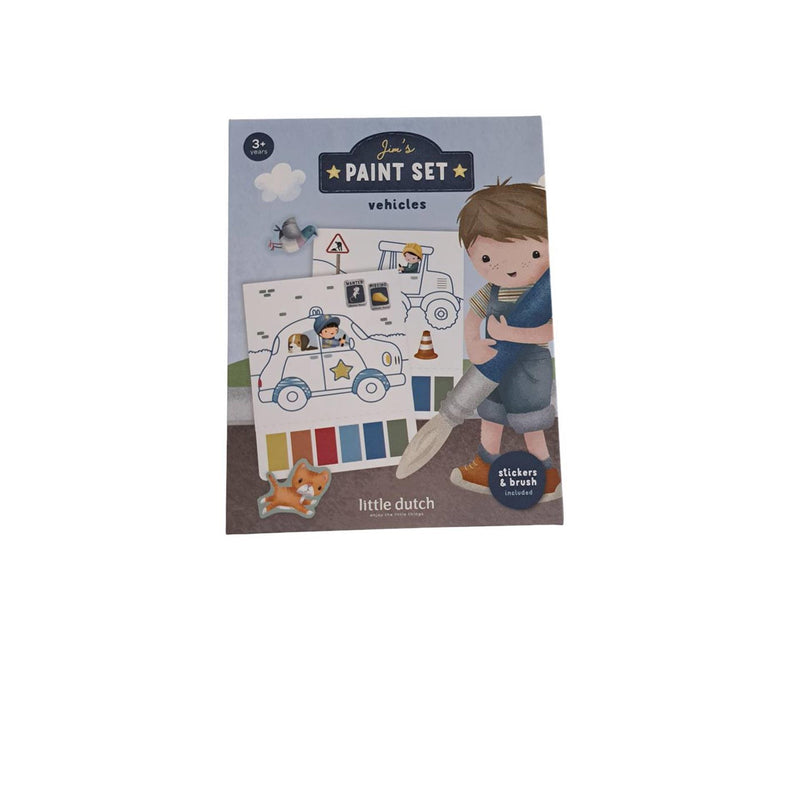 Little dutch waterverfset jim voetuigen - incl. kwast en stickers