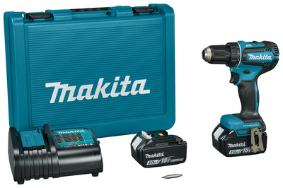 Makita ddf485sfe 18 v boor- schroefmachine brushless 3,0 ah accu (2 st), lader, in koffer