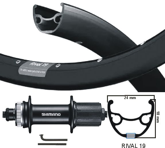 Kgs achterwiel 28 inch (622) zac rival + spaak zw cass centerl 7 sp