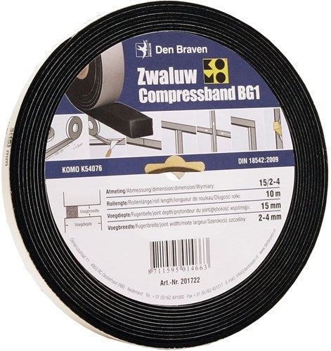 Den braven zwaluw compressband 10 3 10x15 mm 10m rol - 201717 - 201717