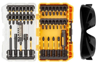 Dewalt accessoires 38-delige flextorq schroefbitset met zonnebril | in tough case - dt70740t-qz