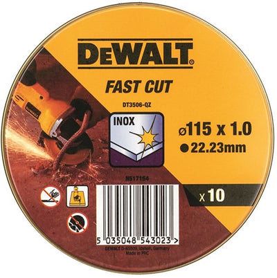 Dewalt accessoires blik 10st doorslijpschijf inox 115x1x22,2mm in display - dt3506-qz