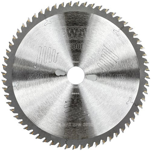 Dewalt accessoires dewalt extreme serie - houtzagen zaagblad - 250mm - 60 tanden - laser gesneden
