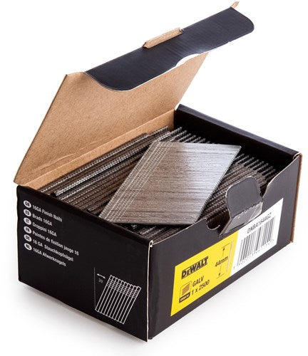 Dewalt accessoires dewalt dnba1663gz brads - schuin 20° - 16 gauge - 1.6 x 63mm - gegalvaniseerd - 2500 stuks