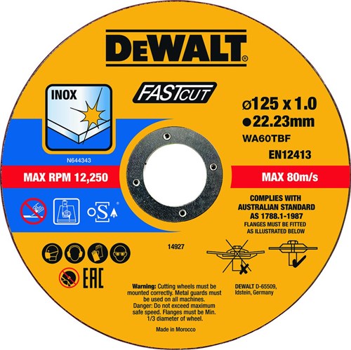 Dewalt accessoires doorslijpschijf metaal 125x1x22,2mm 100 stuks - dt20540-qz