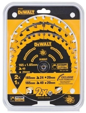 Dewalt accessoires dt10397-qz cirkelzaagbladenset extreme 165x20 | 3 stuks - dt10397-qz