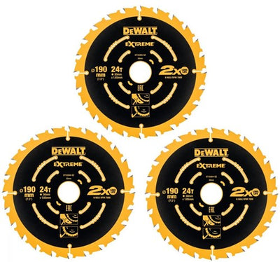 Dewalt accessoires dt10399-qz cirkelzaagbladen | 190 mm | 24 t | extreme framing | 3 stuks - dt10399-qz