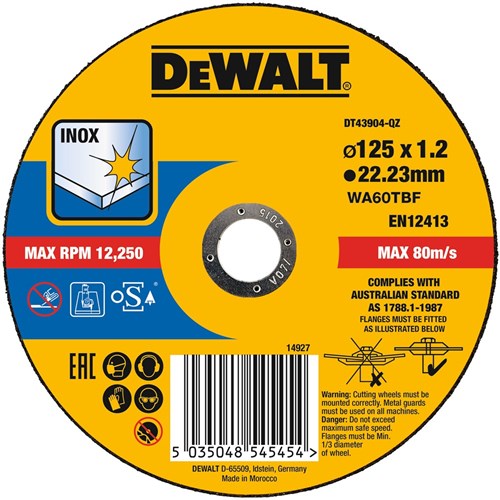 Dewalt 125mm doorslijpschijf rvs - dt43904