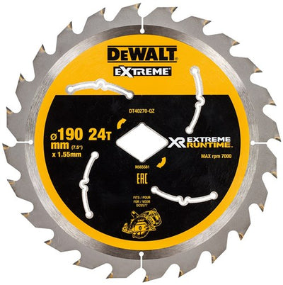 Dewalt accessoires extreme runtime cirkelzaagblad voor dcs577 190mm 24t (ruitvormig asgat) - dt40270-qz