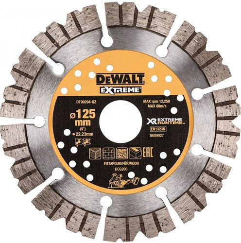 Dewalt accessoires dewalt extreme runtime serie - diamantzaagblad - 125mm - precisie snijden - droog en nat gebruik