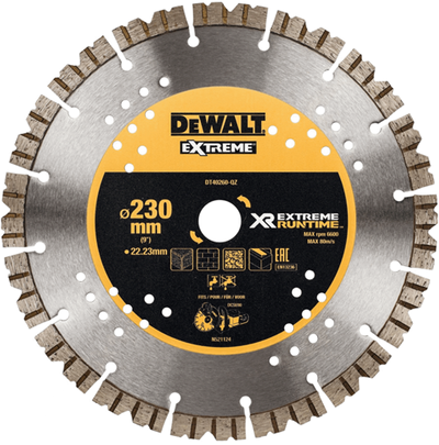 Dewalt accessoires extreme runtime diamantblad, gesegmenteerd, ø230mm 22.2mm (dcs690) - dt40260-qz