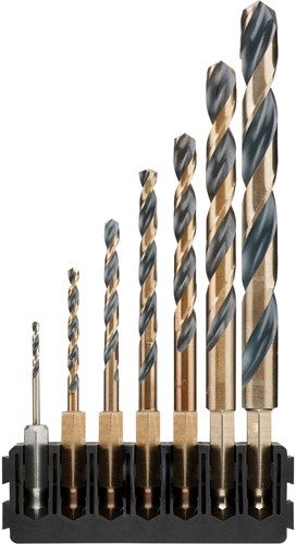Dewalt accessoires houder + black gold hex-aansluiting | 7 stuks | 2 mm, 3 mm, 4 mm, 5 mm, 6 mm, 8 mm, 10 mm - dt70831-qz