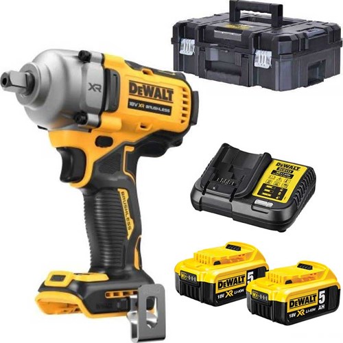 Dewalt dcf892p2t-qw - 18v xr brushless 1 2 slagmoersleutel (pin-aansluiting) | 2x 5.0ah | in tstak koffer - dcf892p2t-qw