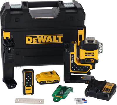 Dewalt dcle34035d1-qw kruislijnlaser | 3x360° | groene straal | + afstandsbediening | 18 volt | 2.0ah li-ion + lader - dcle34035d1-qw