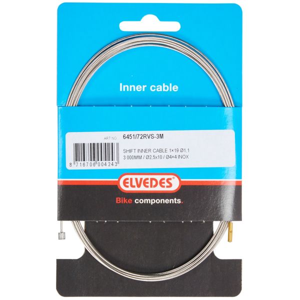 Versnellings binnenkabel rvs 2 nippels 3 meter 6451 72rvs 3m