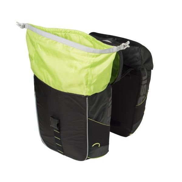 Basil Miles Double Bag - waterdichte dubbele fietstas, unisex, sportief, zwart-limoen