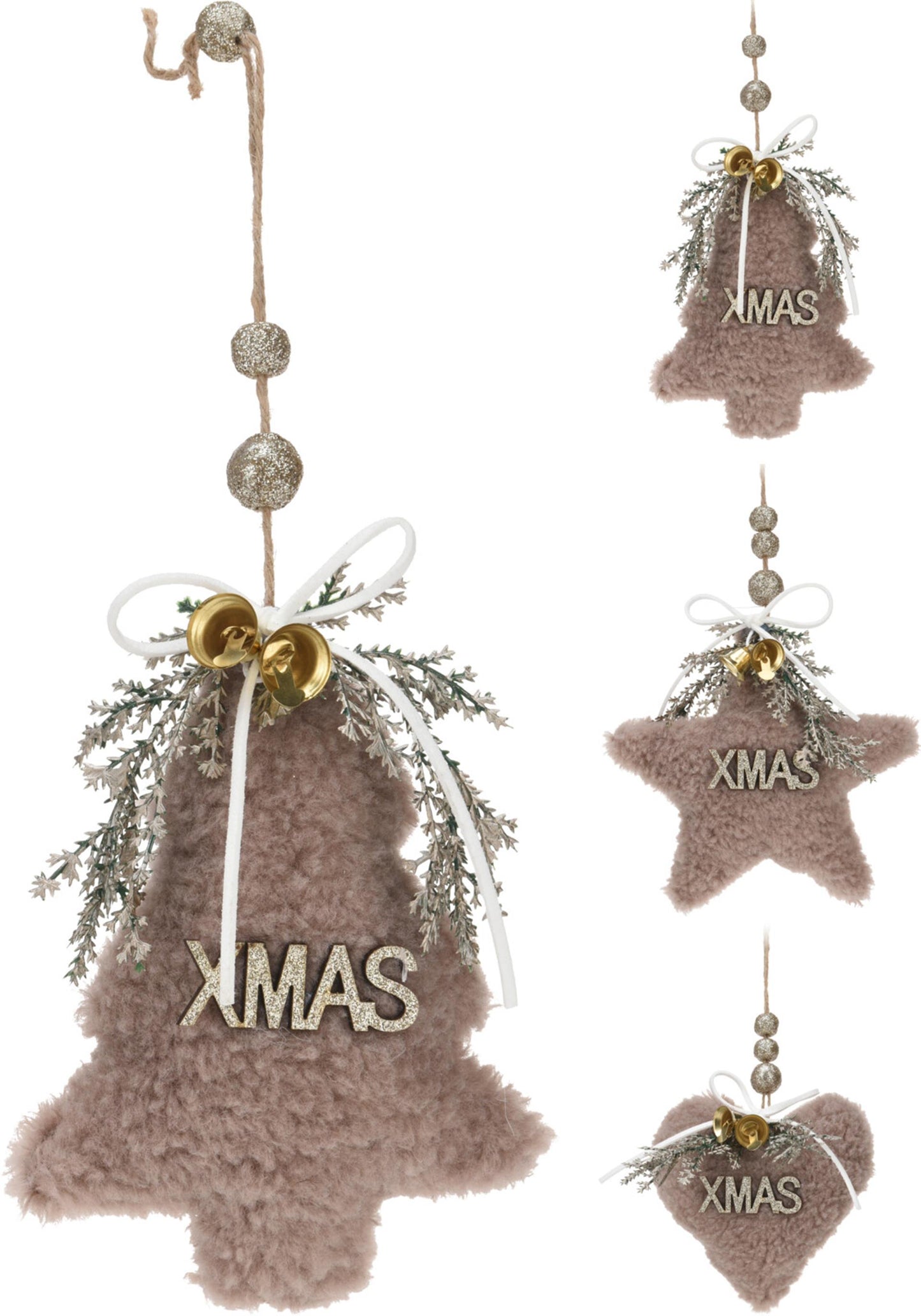 Home styling kersthanger xmas 12cm bruin