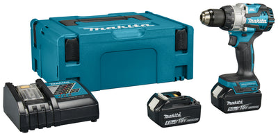 Makita dhp489rtj | 18 v klopboor- schroefmachine 5,0 ah accu (2 st), snellader, in mbox - dhp489rtj