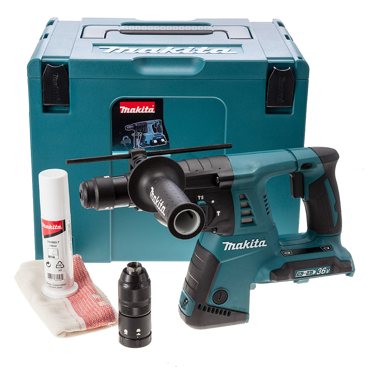 Makita dhr264zj 2x18v combihamer | sds-plus | zonder accu's en lader dhr264zj