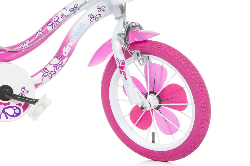 Dino flappy 14 inch 24 cm meisjes knijprem wit roze