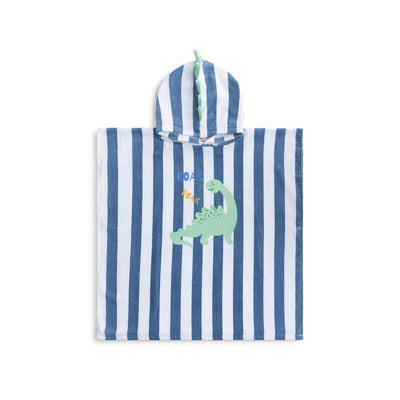 Dino | blauwe katoenen strandponcho 65 x 65 cm
