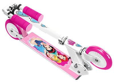 Disney 2-wiel Kinderstep Opvouwbaar Voetrem Wit Roze