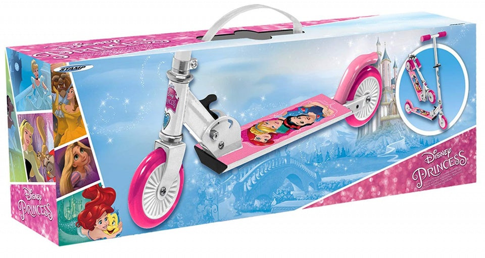 Disney 2-wiel Kinderstep Opvouwbaar Voetrem Wit Roze