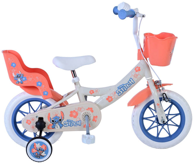 Stitch Stitch Kinderfiets Meisjes 12 inch Creme Koraal Blauw