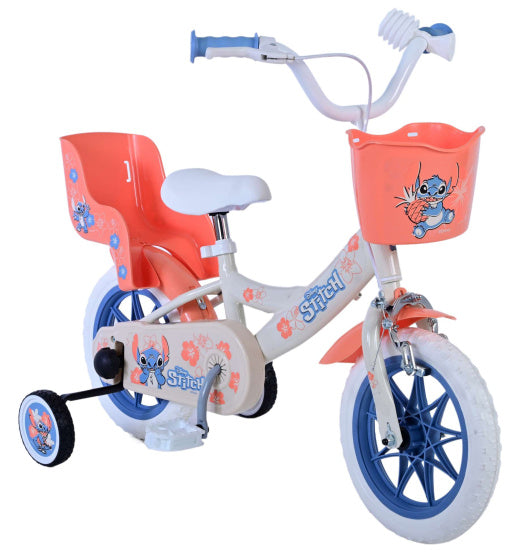 Stitch Stitch Kinderfiets Meisjes 12 inch Creme Koraal Blauw