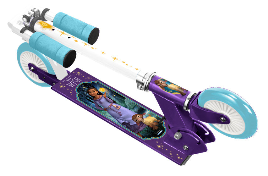 Disney Wish 2-wiel Kinderstep Opvouwbaar Voetrem Paars Blauw