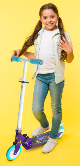 Disney Wish 2-wiel Kinderstep Opvouwbaar Voetrem Paars Blauw