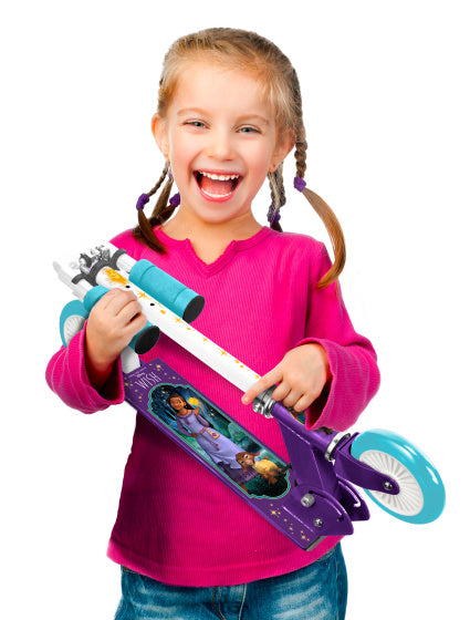 Disney Wish 2-wiel Kinderstep Opvouwbaar Voetrem Paars Blauw
