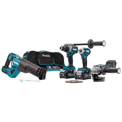 Makita dk0126g401 | combiset | 40v max | 4,0ah | li-ion | df001g accuboor | td003g slagschroever | ga005g slijper | jr001g reciprozaag - dk0126g401