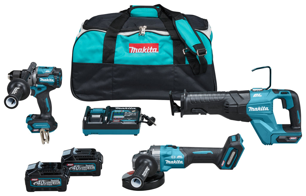 Makita dk0159g301 | combiset | 40 v max | 4,0 ah accu | snellader | df001g, ga005, jr001g | in tas
