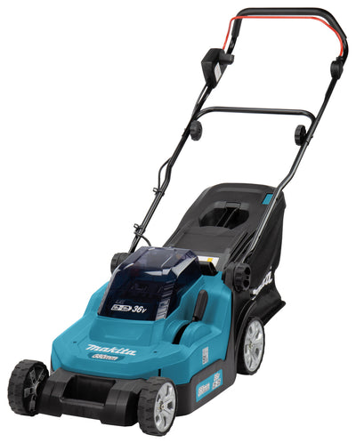 Makita dlm382cm2 2x18 v grasmaaier 38 cm 4,0 ah accu (2 st), duolader (dc18sh), in doos - dlm382cm2