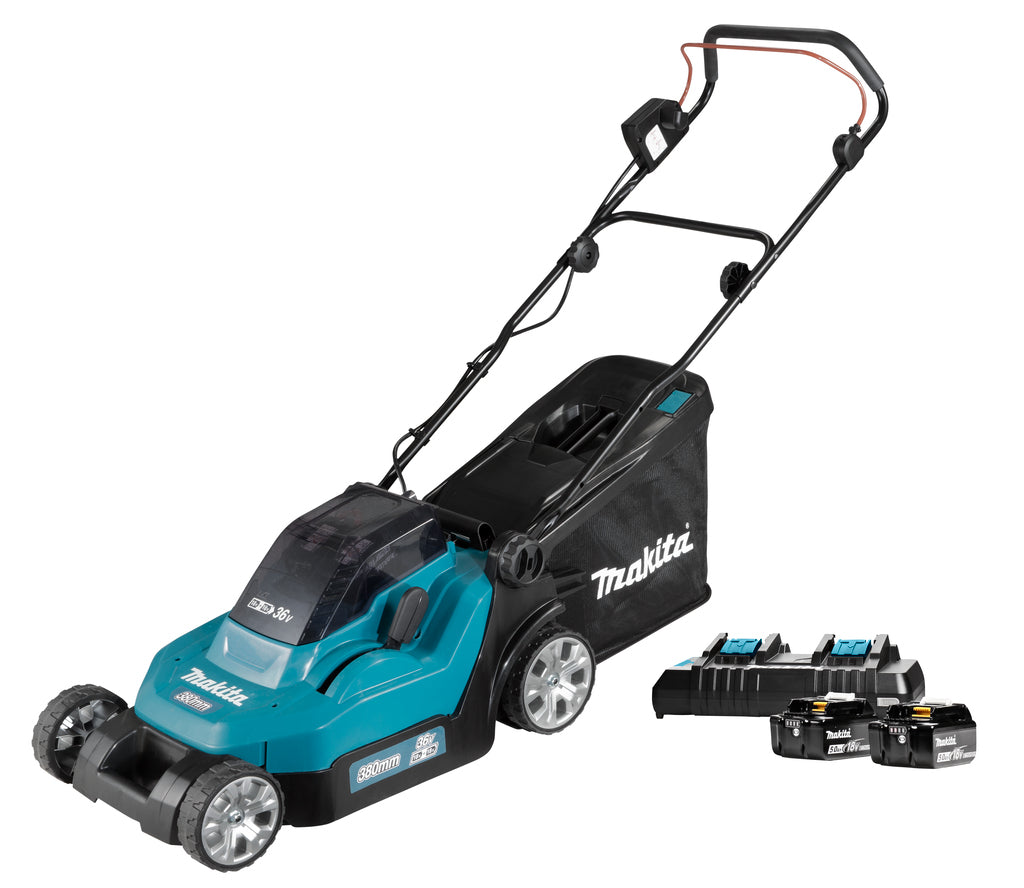Makita dlm382pt2 | accu grasmaaier | 38 cm | met 2x 18v 5.0ah accu's