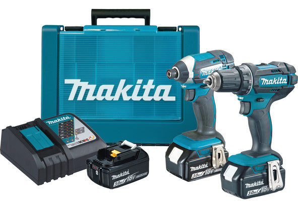 Makita dlx2127x1 combiset - ddf482 18v boor- schroefmachine + dtd152 slagschroevendraaier 3,0 ah accu (3 st), snellader in koffer