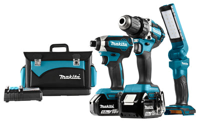 Makita dlx3090tx1 18v 5.0ah combiset accuboormachine ddf484 en slagschroevendraaier dtd153 + lamp dml801 + 3e accu - dlx3090tx1