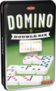 Tactic domino double six – bordspel – luxe tin – klassiek dominospel met gekleurde stenen – vanaf 7 jaar – 2 of meer spelers