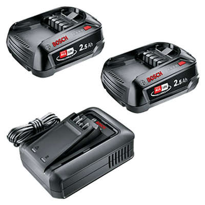 Bosch groen 1600a031t5 18v li-ion accu starterset (2x 2.5ah) + lader al 18v-44