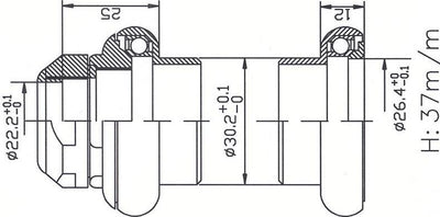 Tecora e balhoofdstel1 inch draad cartr alu 26.4 conus zilver