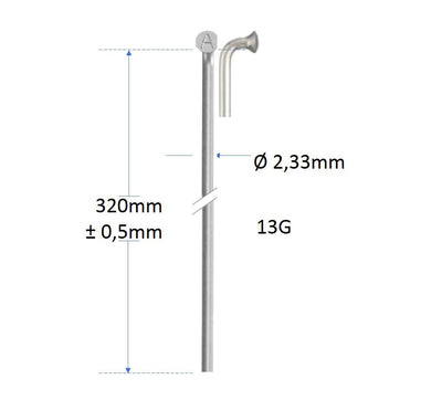 Spaken Alpina 13G (2,34) RVS Zonder draad | 320mm | P144