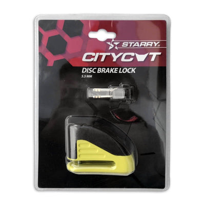Falko import export citycat disc brake lock yellow with bag + reminder cable*
